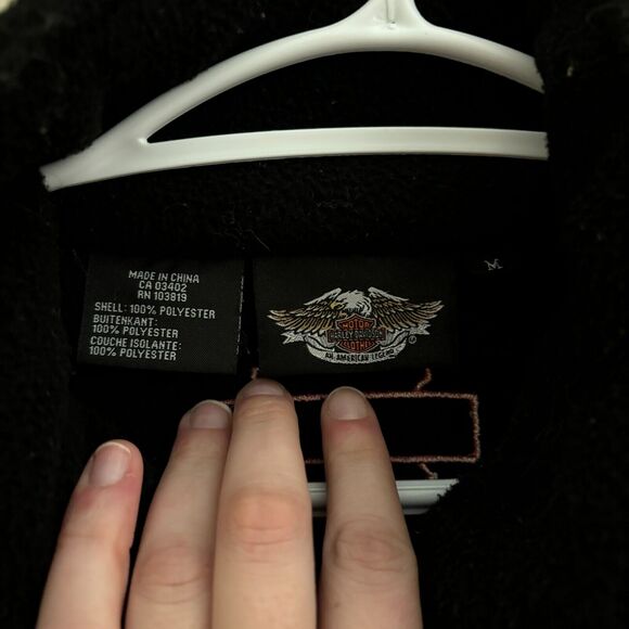 HARLEY DAVIDSON Fleece Sweatshirt Spell Out Logo Biker Motorcycle - Size Medium - Picture 4 of 7